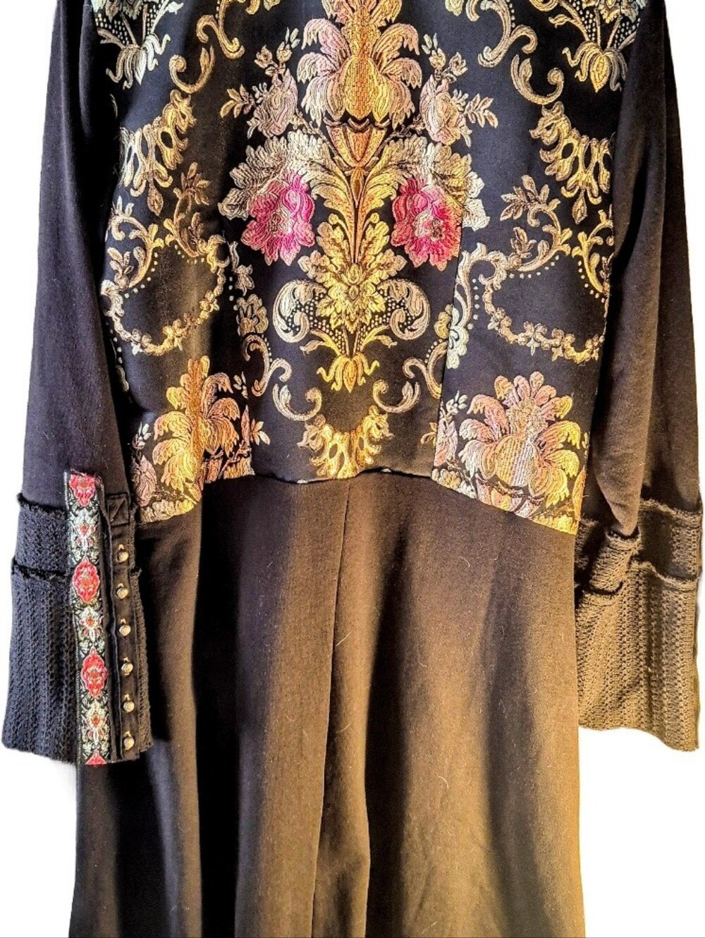 ARRATA Black Embroidered Floral Long Jacket - Women's